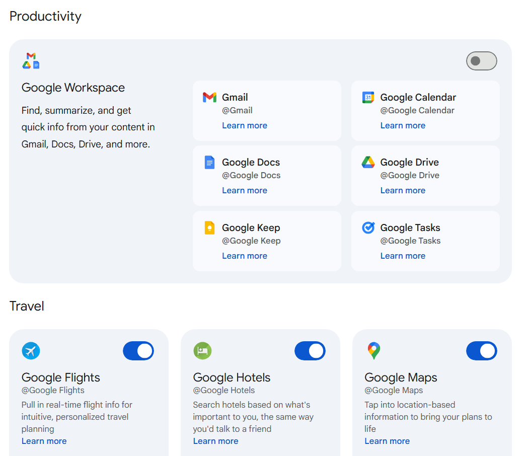 Google workspace's features and integrations with Gemini